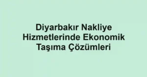 Diyarbakır Nakliye Hizmetlerinde Ekonomik Taşıma Çözümleri