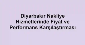 Diyarbakır Nakliye Hizmetlerinde Fiyat ve Performans Karşılaştırması