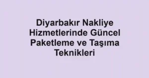 Diyarbakır Nakliye Hizmetlerinde Güncel Paketleme ve Taşıma Teknikleri