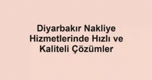 Diyarbakır Nakliye Hizmetlerinde Hızlı ve Kaliteli Çözümler