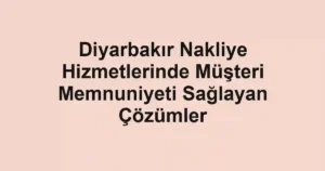 Diyarbakır Nakliye Hizmetlerinde Müşteri Memnuniyeti Sağlayan Çözümler