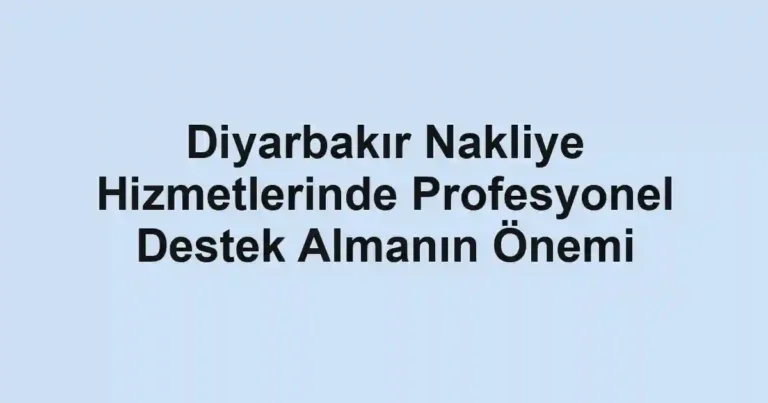 Diyarbakır Nakliye Hizmetlerinde Profesyonel Destek Almanın Önemi