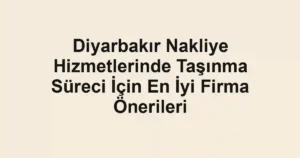 Diyarbakır Nakliye Hizmetlerinde Taşınma Süreci İçin En İyi Firma Önerileri