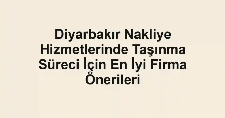 Diyarbakır Nakliye Hizmetlerinde Taşınma Süreci İçin En İyi Firma Önerileri