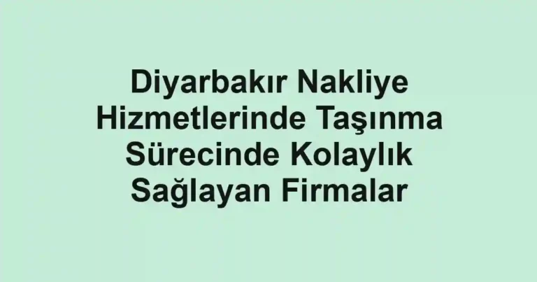 Diyarbakır Nakliye Hizmetlerinde Taşınma Sürecinde Kolaylık Sağlayan Firmalar