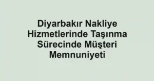 Diyarbakır Nakliye Hizmetlerinde Taşınma Sürecinde Müşteri Memnuniyeti