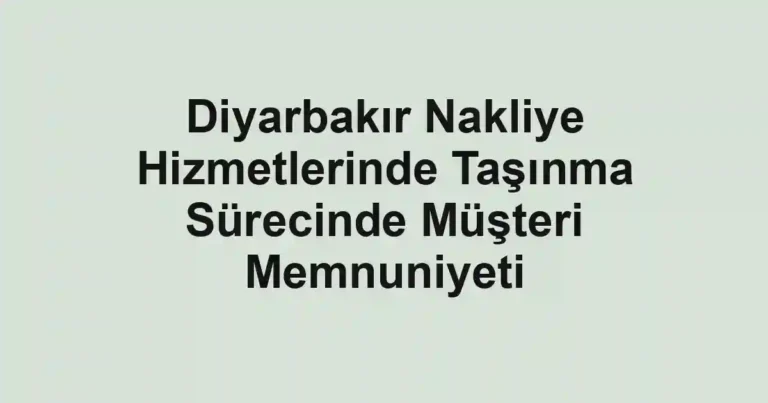Diyarbakır Nakliye Hizmetlerinde Taşınma Sürecinde Müşteri Memnuniyeti