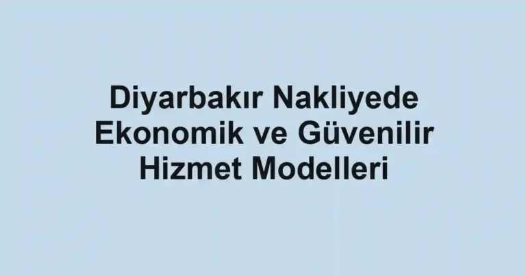 Diyarbakır Nakliyede Ekonomik ve Güvenilir Hizmet Modelleri