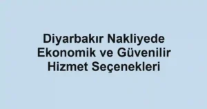 Diyarbakır Nakliyede Ekonomik ve Güvenilir Hizmet Seçenekleri