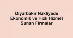 Diyarbakır Nakliyede Ekonomik ve Hızlı Hizmet Sunan Firmalar