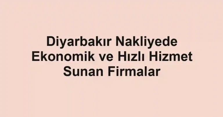 Diyarbakır Nakliyede Ekonomik ve Hızlı Hizmet Sunan Firmalar
