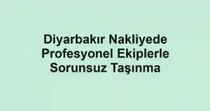 Diyarbakır Nakliyede Profesyonel Ekiplerle Sorunsuz Taşınma