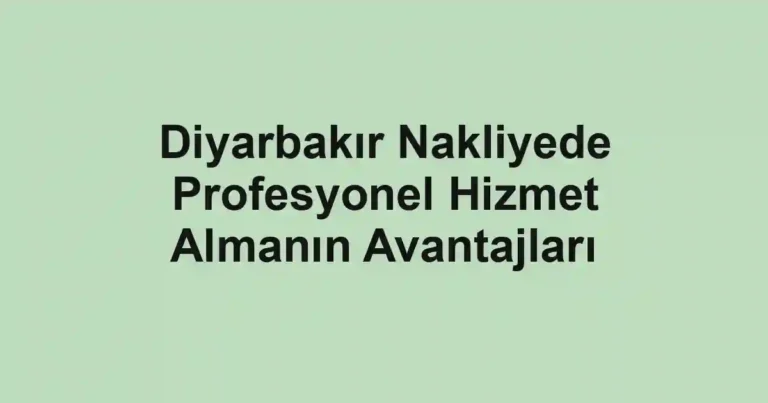Diyarbakır Nakliyede Profesyonel Hizmet Almanın Avantajları