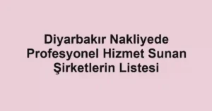 Diyarbakır Nakliyede Profesyonel Hizmet Sunan Şirketlerin Listesi