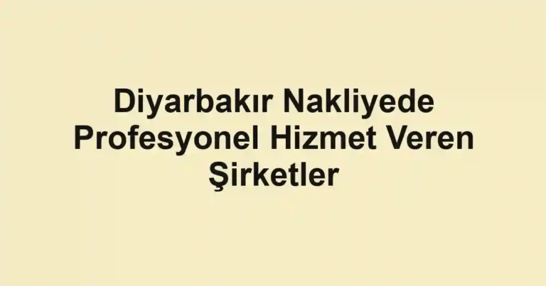 Diyarbakır Nakliyede Profesyonel Hizmet Veren Şirketler