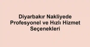 Diyarbakır Nakliyede Profesyonel ve Hızlı Hizmet Seçenekleri