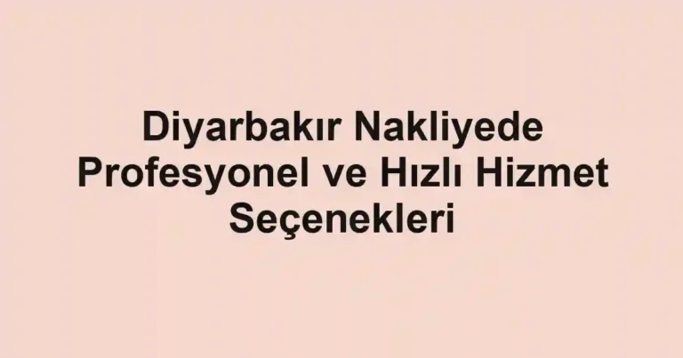 Diyarbakır Nakliyede Profesyonel ve Hızlı Hizmet Seçenekleri