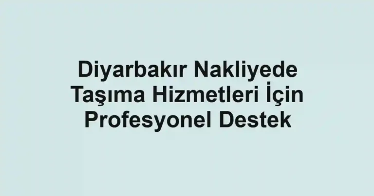 Diyarbakır Nakliyede Taşıma Hizmetleri İçin Profesyonel Destek