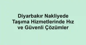 Diyarbakır Nakliyede Taşıma Hizmetlerinde Hız ve Güvenli Çözümler