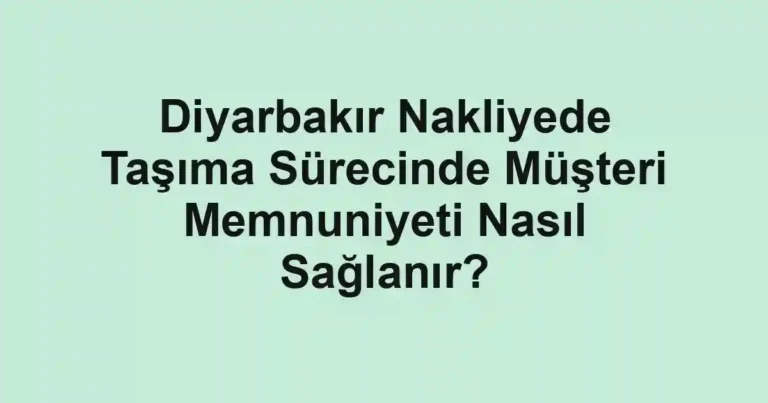 Diyarbakır Nakliyede Taşıma Sürecinde Müşteri Memnuniyeti Nasıl Sağlanır?