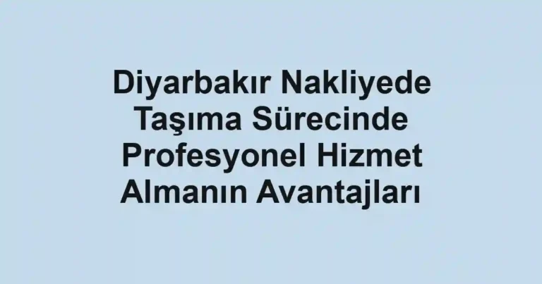 Diyarbakır Nakliyede Taşıma Sürecinde Profesyonel Hizmet Almanın Avantajları