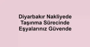 Diyarbakır Nakliyede Taşınma Sürecinde Eşyalarınız Güvende
