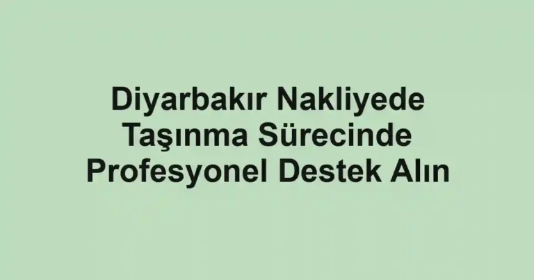 Diyarbakır Nakliyede Taşınma Sürecinde Profesyonel Destek Alın