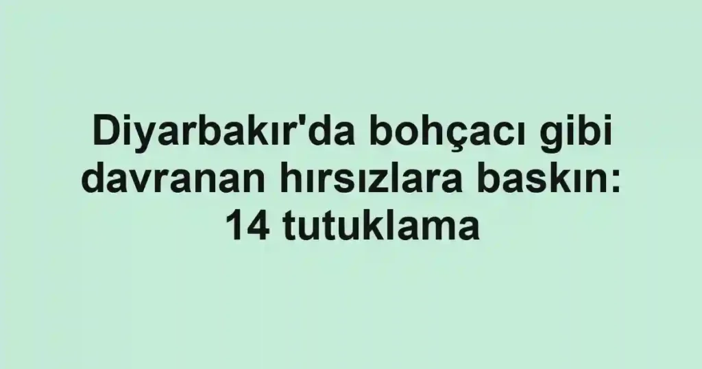 Diyarbakır'da bohçacı gibi davranan hırsızlara baskın: 14 tutuklama