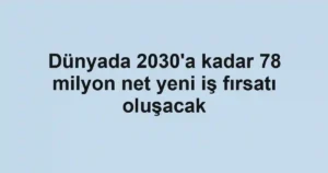 Dünyada 2030'a kadar 78 milyon net yeni iş fırsatı oluşacak