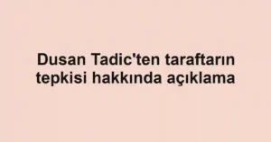 Dusan Tadic'ten taraftarın tepkisi hakkında açıklama
