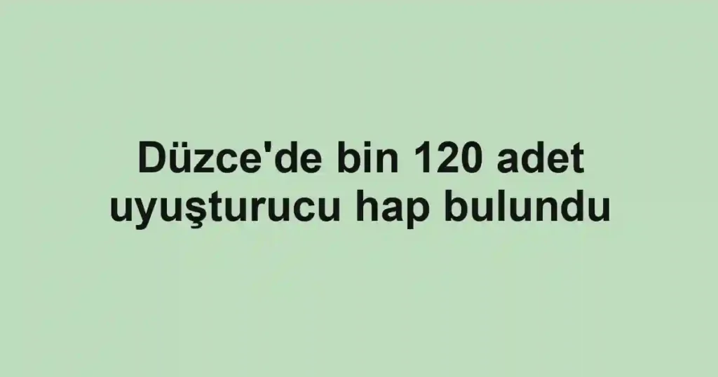 Düzce'de bin 120 adet uyuşturucu hap bulundu