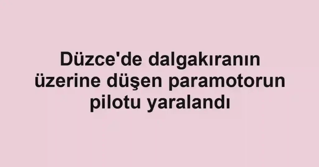 Düzce'de dalgakıranın üzerine düşen paramotorun pilotu yaralandı
