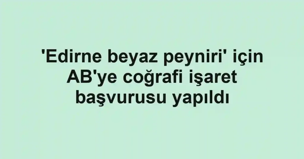 'Edirne beyaz peyniri' için AB'ye coğrafi işaret başvurusu yapıldı