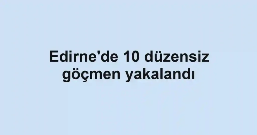 Edirne'de 10 düzensiz göçmen yakalandı