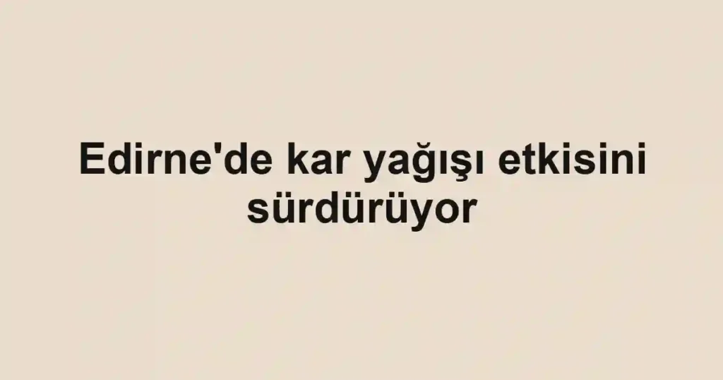 Edirne'de kar yağışı etkisini sürdürüyor