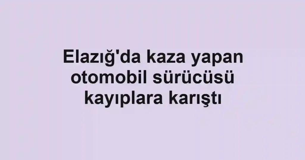 Elazığ'da kaza yapan otomobil sürücüsü kayıplara karıştı