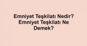 Emniyet Teşkilatı Nedir? Emniyet Teşkilatı Ne Demek?