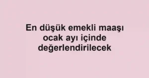En düşük emekli maaşı ocak ayı içinde değerlendirilecek