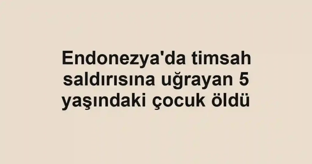 Endonezya'da timsah saldırısına uğrayan 5 yaşındaki çocuk öldü