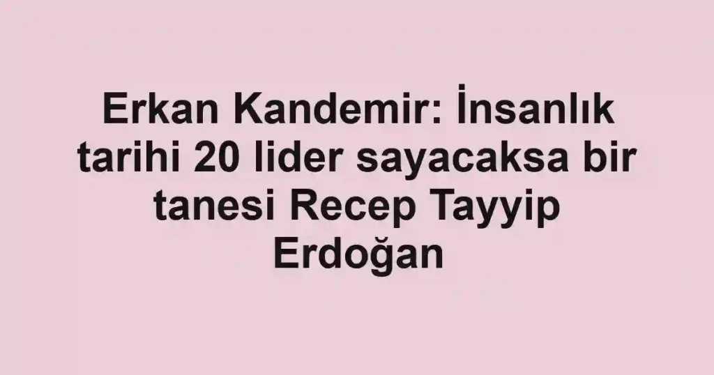 Erkan Kandemir: İnsanlık tarihi 20 lider sayacaksa bir tanesi Recep Tayyip Erdoğan