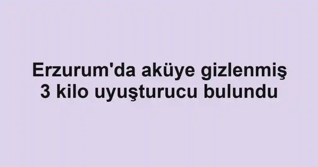 Erzurum'da aküye gizlenmiş 3 kilo uyuşturucu bulundu
