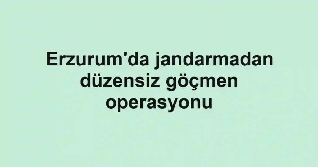 Erzurum'da jandarmadan düzensiz göçmen operasyonu
