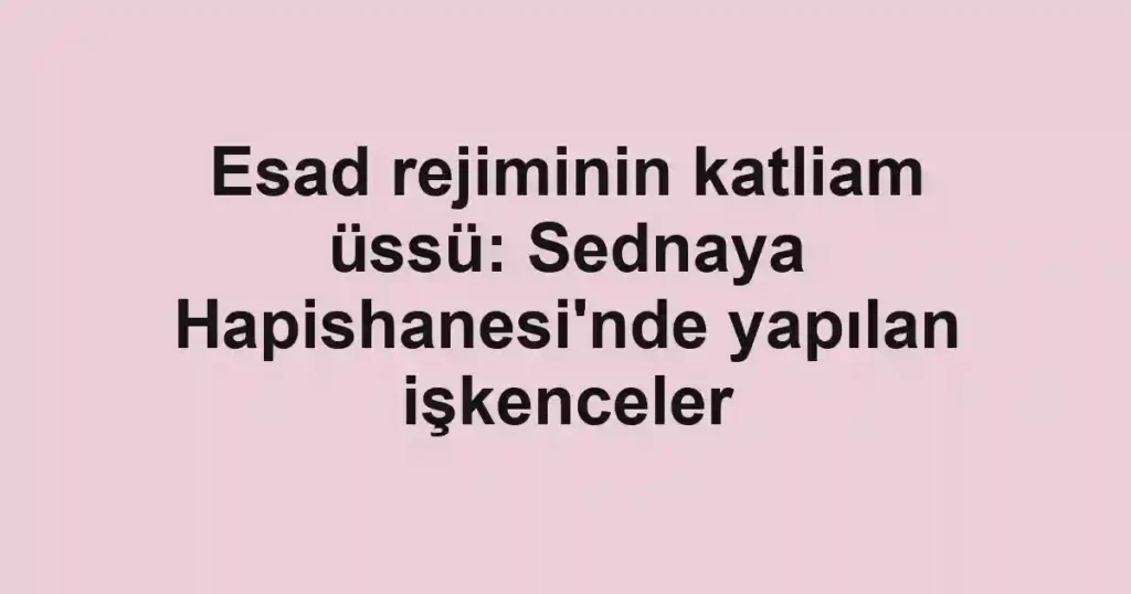 Esad rejiminin katliam üssü: Sednaya Hapishanesi'nde yapılan işkenceler