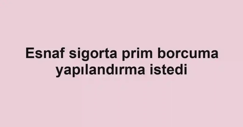Esnaf sigorta prim borcuma yapılandırma istedi