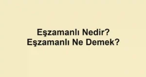Eşzamanlı Nedir? Eşzamanlı Ne Demek?