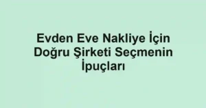 Evden Eve Nakliye İçin Doğru Şirketi Seçmenin İpuçları