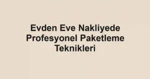 Evden Eve Nakliyede Profesyonel Paketleme Teknikleri