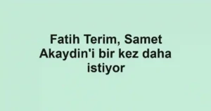 Fatih Terim, Samet Akaydin'i bir kez daha istiyor