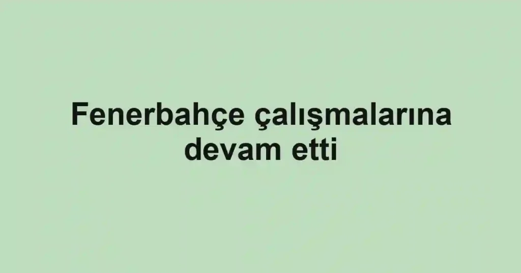 Fenerbahçe çalışmalarına devam etti