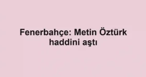 Fenerbahçe: Metin Öztürk haddini aştı